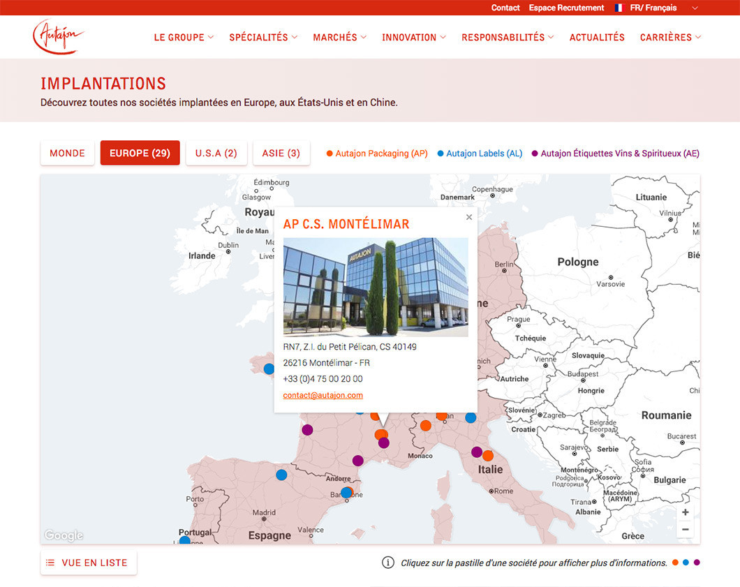 Autajon : Une carte connectée à Google Maps