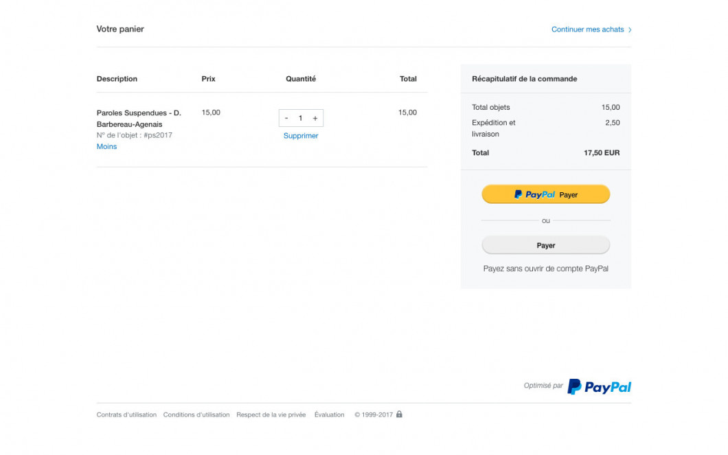 L'Orangerie : Paiement Paypal