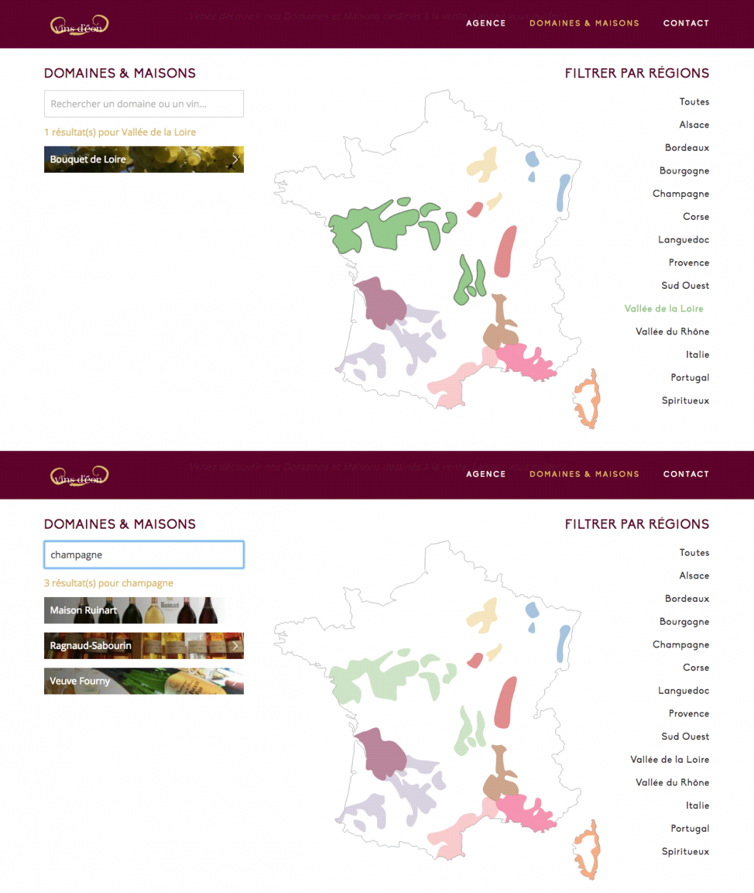 Vins d'Éon : Un module AJAX pour rechercher les références