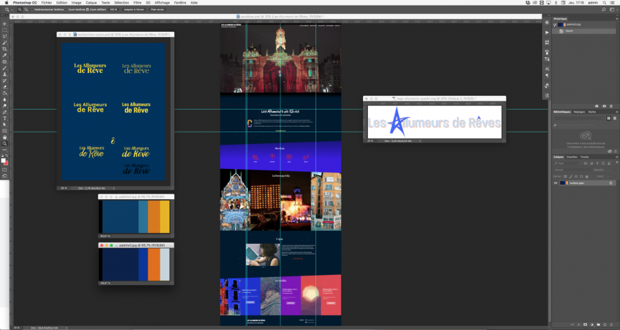 Recherches et création d'une maquette pour le site des Allumeurs de Rêves.